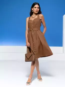 Heine летнее платье "льняное платье", коричневый