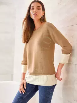 Heine свитер с круглым вырезом "Пуловер", цвет Champagner-Camel-Gemustert