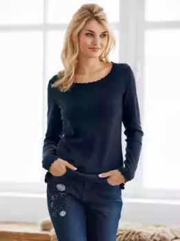 Heine свитер с круглым вырезом "Пуловер", цвет морской волны