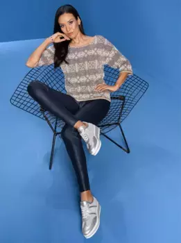 Heine свитер с круглым вырезом "Пуловер", цвет Taubenblau-Sesam-Gemustert