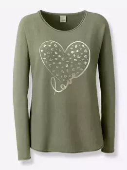 Heine свитер с круглым вырезом "Пуловер", хаки