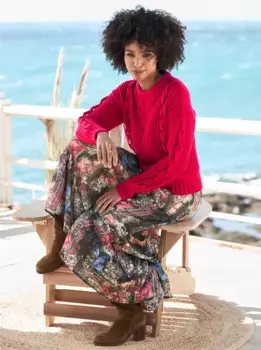 Heine свитер с круглым вырезом "Пуловер", красный