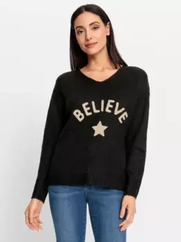 Heine Свитер с V-образным вырезом "Пуловер", черный