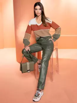 Heine Свитер с V-образным вырезом "Пуловер", цвет Khaki-Terra-Meliert