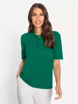 Heine свитер с воротником-поло "Пуловер", зеленый