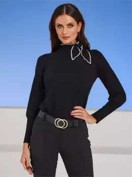 Heine свитер с воротником стойкой "Пуловер", черный