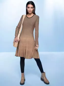 Heine вязаное платье "вязаное платье", цвет Camel-Schwarz-Gestreift