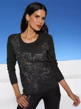 Heine вязаный свитер "кружевной свитер", черный