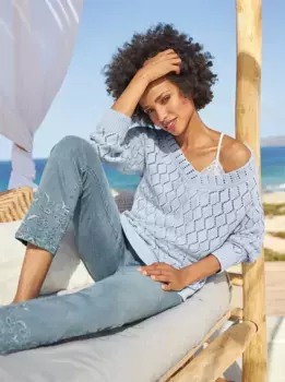 Heine вязаный свитер "Пуловер", голубой