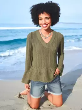 Heine вязаный свитер "Пуловер", оливковый