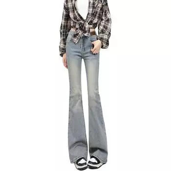 HELEH Джинсы женские осенне-зимние, желто-грязевые