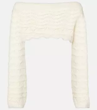 Хелен полосатый укороченный топ с вязаным узором Bananhot, Knitted White