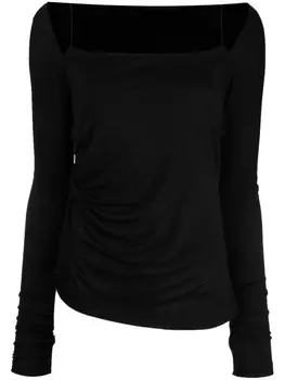 Helmut Lang драпированный топ с длинными рукавами, черный