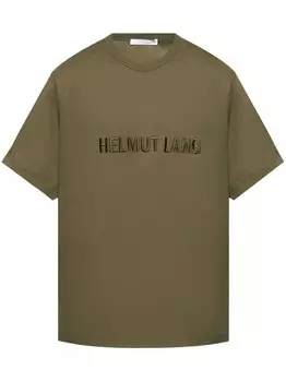 Helmut Lang футболка из хлопка с вышитым логотипом, зеленый