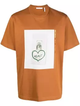 Helmut Lang футболка с логотипом, коричневый