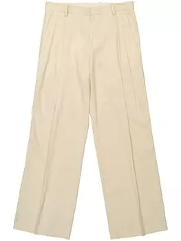 Helmut Lang прямые брюки со складками, нейтральный цвет