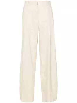 Helmut Lang широкие брюки со складками, нейтральный цвет
