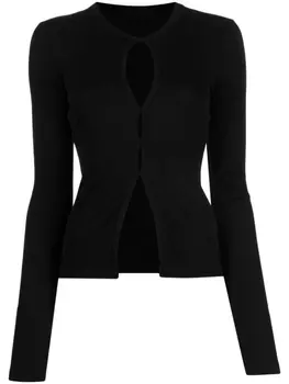 Helmut Lang топ в рубчик с вырезами, черный