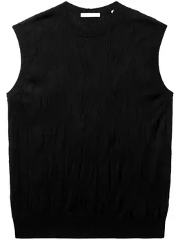 Helmut Lang топ вязки интарсия с отделкой в рубчик, черный