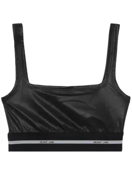 Helmut Lang укороченный топ из искусственной кожи с логотипом, черный