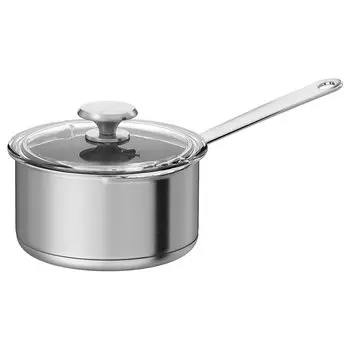 HEMKOMST ХЕМКОМСТ Ковш с крышкой, нержавеющ сталь/стекло, 2 л IKEA