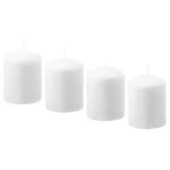 HEMSJ ХЕМШО Свеча настольная, белая, 8 см IKEA