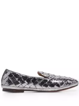 Henderson Baracco плетеные лоферы с эффектом металлик, серый