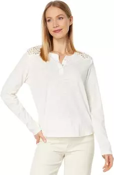 Хенли с длинным рукавом и ришелье Lucky Brand, цвет Whisper White