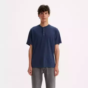 Хенли с коротким рукавом и четырьмя пуговицами Levi's, цвет Naval Academy - Blue