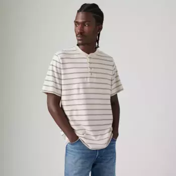 Хенли с коротким рукавом и четырьмя пуговицами Levi's, цвет Riverside Deep Lichen Green - Multi-Color