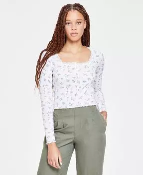 Хенли с квадратным вырезом и длинными рукавами Self Esteem, белый