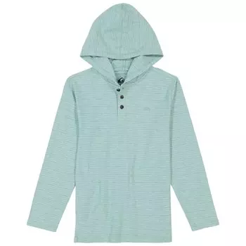Хенли-топ Quiksilver в полоску с длинными рукавами и капюшоном для мальчиков 8–20 лет, цвет Light Blue