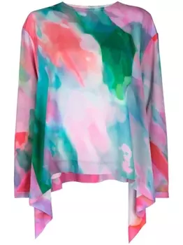 Henrik Vibskov блузка с абстрактным принтом и асимметричным подолом, розовый