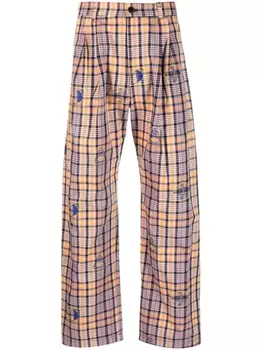 Henrik Vibskov брюки Orion в клетку, желтый