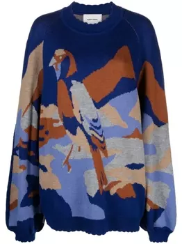 Henrik Vibskov джемпер Stamp вязки интарсия, синий