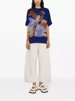 Henrik Vibskov джемпер вязки интарсия с короткими рукавами, синий