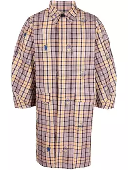 Henrik Vibskov клетчатое пальто с вышивкой, розовый