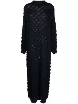 Henrik Vibskov платье макси фактурной вязки, синий