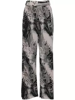 Henrik Vibskov плиссированные брюки прямого кроя с абстрактным принтом, нейтральный цвет