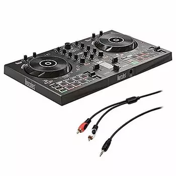 Hercules DJ 2 Control Inpulse 300, DJ-контроллер с 8-дюймовым стереофоническим мини-кабелем и двойным Y-образным кабелем RCA (6 футов) в комплекте HERINPULSE300