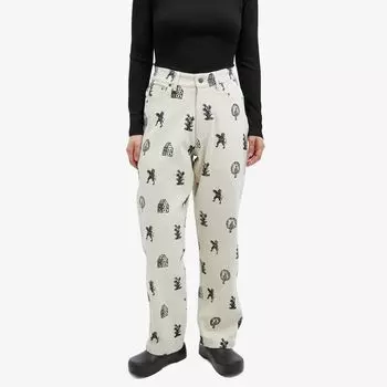 Heresy Джинсы с принтом Woodcut, белый