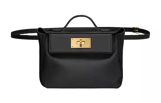 HERMES 24/24 Volupto Swift кожаная поясная сумка через плечо мини женская черная