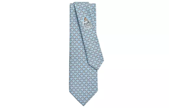HERMES Галстук мужской синий