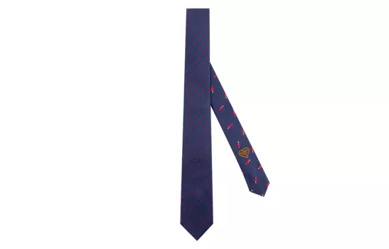 HERMES Галстук мужской синий/красный