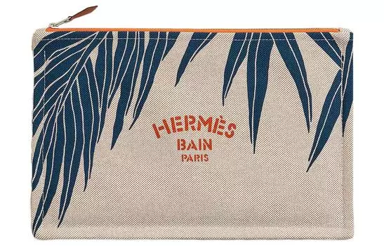 HERMES Хлопковый клатч, женский, обычный, морской синий/коралловый