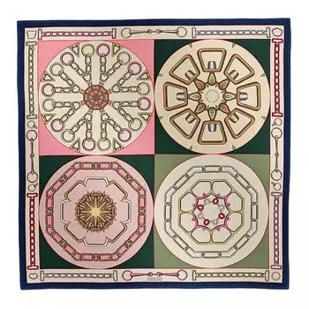 HERMES Кашемировая шаль женская розовая/темно-оливково-зеленые