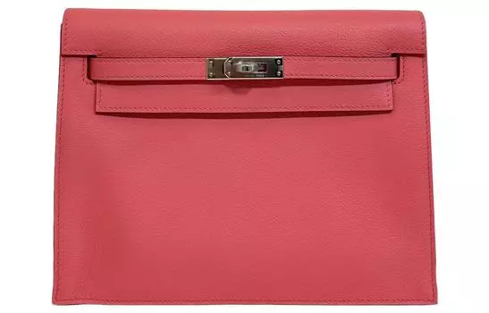 HERMES Клатч через плечо Kelly Danse Evercolor из кожи, стандартный, женский, летний, розовый и титаново-зеленый