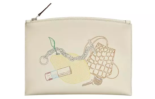 HERMES Кошелек Bazar Vide Ton Sac Calfskin Clutch Women's Cream White