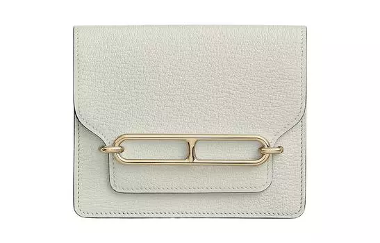 HERMES Кошелек-клатч Roulis из козьей кожи с носом свиньи, женский, белый