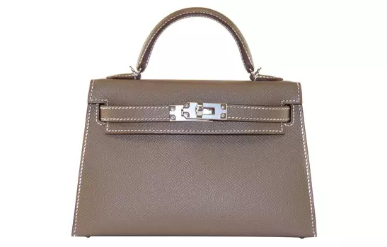 HERMES Мини-сумка Kelly Epsom из кожи, сумка через плечо, мини-сумка женская, размер 18, цвет слон, серый